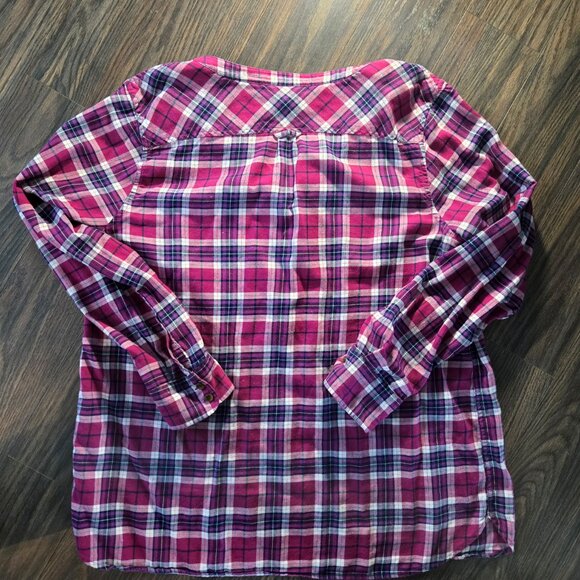 LANDS' END 100% Cotton Magenta/Black/White Plaid Tunic Blouse NWOT/SIZE 18 - Picture 5 of 5
